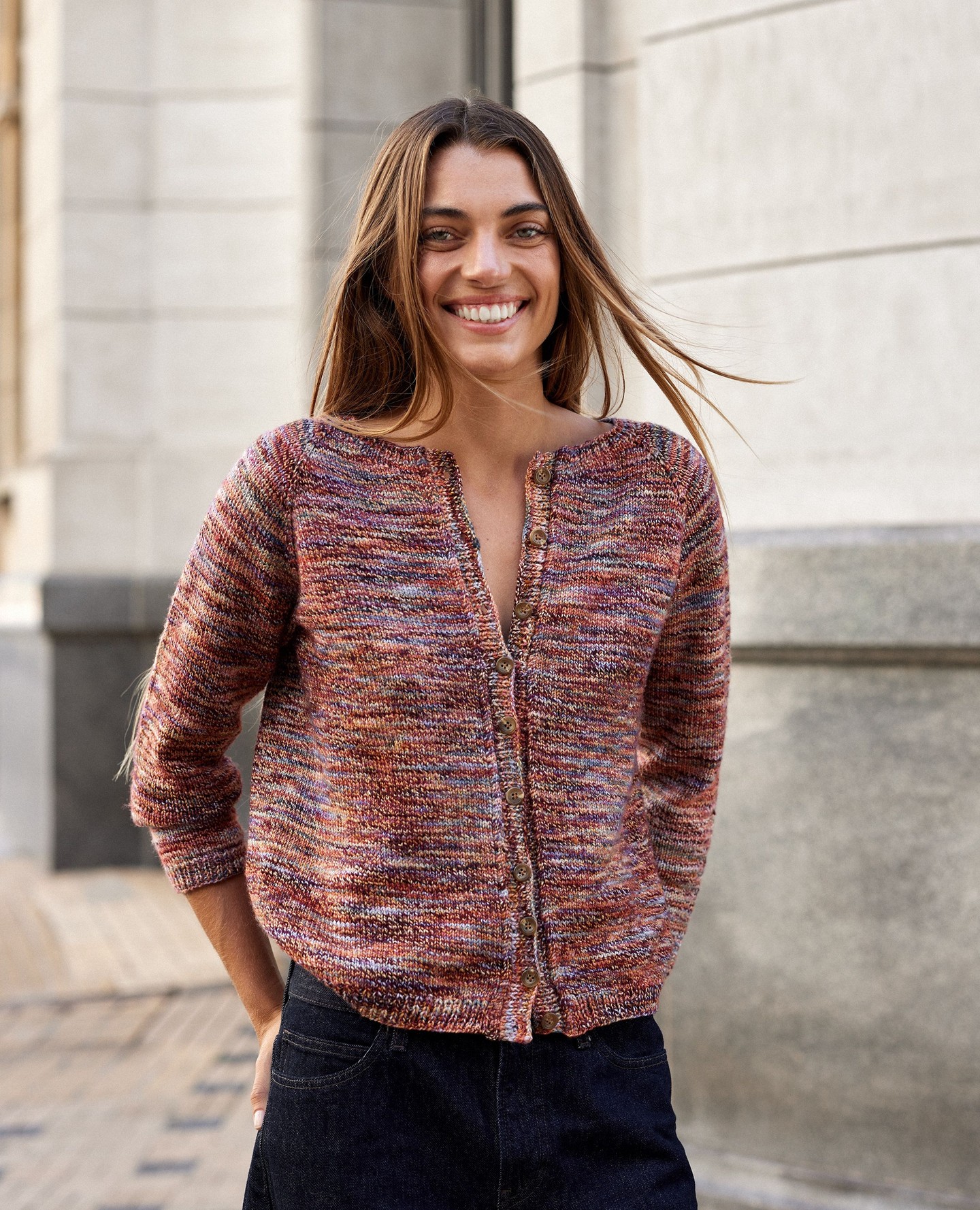 Instagram post with the caption: Color us obsessed with the #MontevideoCardigan in Marla! 😍
...